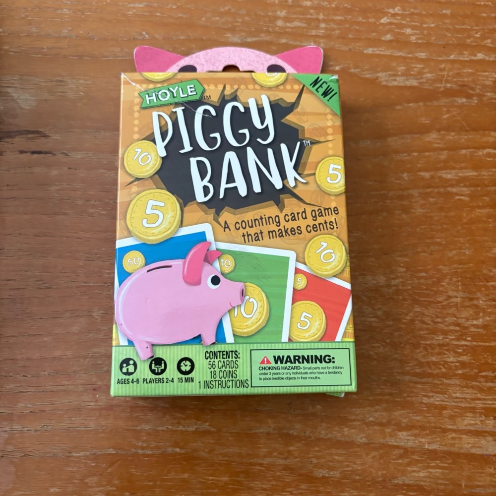 Hoyle Piggy Bank Card Game - Pink Pig Design